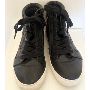 Steve Madden Euriah Black Quilted High Top Sneakers Size 8.5 Zip Casual Shoes